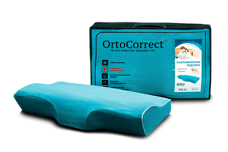 Подушка OrtoCorrect IDEAL ортопедическая с центральной П-образной выемкой  (58*32*11/8/6,5)