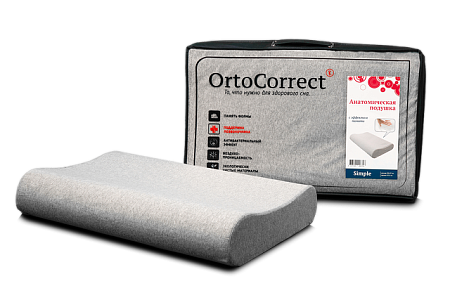 Подушка OrtoCorrect SIMPLE M ортопедическая  с эффектом памяти (58*37*9/11)